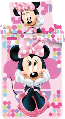 Obrázek produktu pro Dětské povlečení Disney Minnie Mouse růžová mašle s puntíky povlak na peřinu 140 x 200 cm, povlak na polštář 70 x 90 cm, 100 % polyester