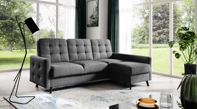 Image de AX LIVING Canapé d'angle Gris avec fonction sommeil Yosmio Forme en L 225 cm D