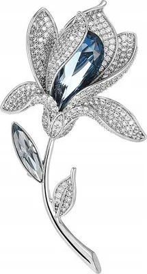 Produktbild von PINETS Wunderschöne silberne BLUMEN-Brosche mit blauem Zirkonia