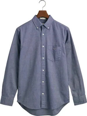 Image de Gant Chemise de loisirs Regular Fit Oxford bleu uni coton boutons blancs