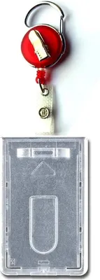 Produktbild von 1x Ausweisset Ausweisjojo ROT transparent Jojo Krokoclip GÜRTELCLIP Kartenhülle Ausweishülle Daumenschub vertikal für eine Karten