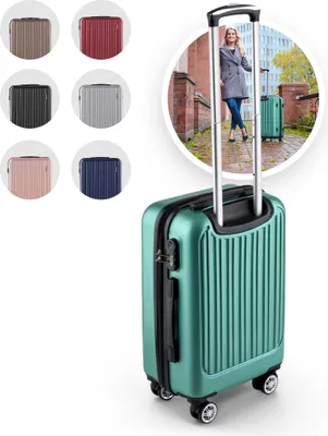 Produktbild von Easy Move ABS Hartschalenkoffer - Trolley Koffer mit 360° Rädern, Zahlen-Schloss - Reisekoffer, Hartschalenkoffer, Luggage (Silver Green, 54cm)