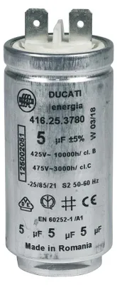 A close-up studio shot of a cylindrical capacitor.