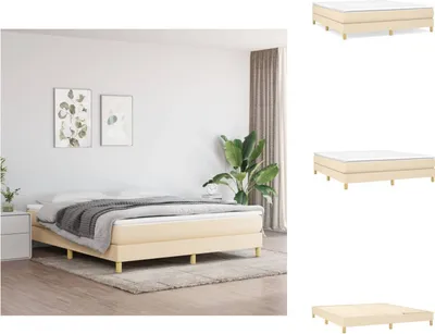 Produktbild von vidaXL Boxspringbett Creme 160x200 cm Stoff - Betten & Bettgestelle