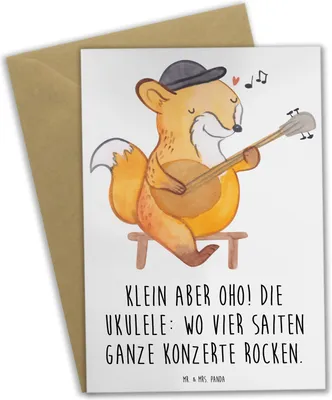Produktbild von Mr. & Mrs. Panda babykarte Ukulele Magie - Weiß - Geschenk, Klänge, Musikinstrument, dankeskarten, Musik machen, Hawaii, vatertagskarte, Lieder, Grußkarte, Instrument