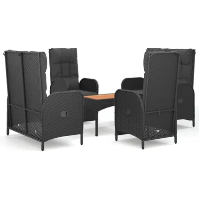 Produktbild von vidaXL 5-tlg. Garten-Essgruppe mit Kissen Schwarz Poly Rattan