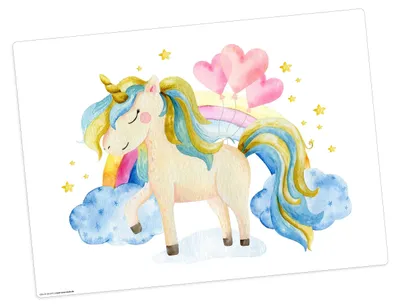 Platzset abwaschbar Einhorn Wolken 44x32 cm Vinyl