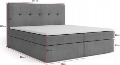Obrázok produktu pre Skriňová posteľ 180x200cm s podnožou - Posteľ s matracom a 2 podnožami - Spálňová posteľ s topperom - Pohodlná manželská posteľ Holly Poso145