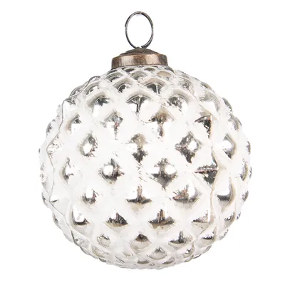 Produktbild von Clayre & Eef Weihnachtskugel Ø 10 cm Weiß Silberfarbig Glas