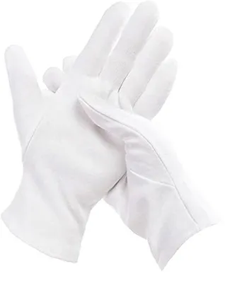 Produktbild von Stoffhandschuhe Weiß 12 Paar 24 cm 100 % Baumwolle, atmungsaktiv