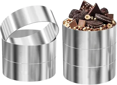 Produktbild von Burgerringe – Set mit 6 Stück – Durchmesser 10 cm – 10 x 4 x 0,1 cm – Edelstahl – Backformen – Dessertformen und Servierringe