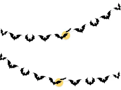 Halloween-Fledermaus-Girlande mit Mond, 2 Stück, schwarz