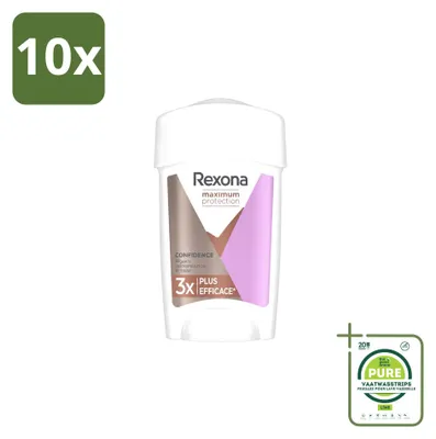 Image de 10 déodorants roll-on Rexona Women Maximum Protection Confidence, 45 ml - Lot de 10
