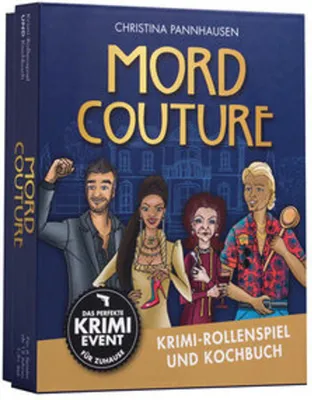 Obrázok produktu pre Mord Couture. Krimi-Rollenspiel und Kochbuch. Das perfekte Krimi-Event für Zuhause. Für 6 Spieler ab 12 Jahren