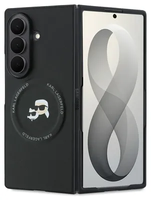 Obrázok produktu pre Karl LagerfeldPolyuretánmagnetický kryt s hlavami Karla a Choupette pre Samsung Galaxy Z Fold 8 Ultra, čierny (57983131995)