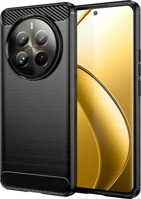 Produktbild von Hülle für Realme 12 Pro 5G Carbon-Faser Weich TPU Silikon Stoßfest Handyhülle Schwarz