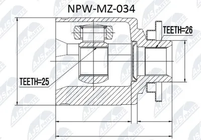 Produktbild von NTY Gelenksatz Antriebswelle Vorne Links Getriebeseitig für FORD Ranger (ET) NPW-MZ-034