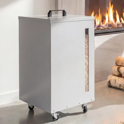 Image de Bac à granulés HWC-Q30, bac de rangement pour granulés, bac de rangement pour aliments pour animaux, par exemple, avec fenêtre de visualisation, dimensions 62 x 36 x 36 cm ~ blanc-gris clair