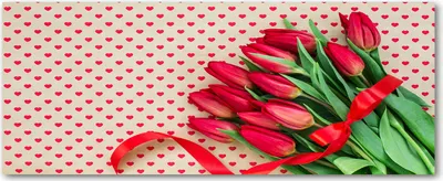 Produktbild von Tulup® Glas-Bild Wandbild aus Glas - 125x50 - Wandkunst - Wandbild hinter gehärtetem Sicherheitsglas - Dekorative Wand für Küche & Wohnzimmer  - Blumen & Pflanzen - Tulpen Herzen - Rot