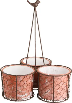 Produktbild von Keramik Blumentopf Gitterkorb Metall Vintage Ø30cm