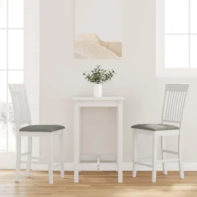 Immagine prodotto di Maison Exclusive - Sgabello da bar con cuscino 2 pezzi Bianco Legno massello di gomma