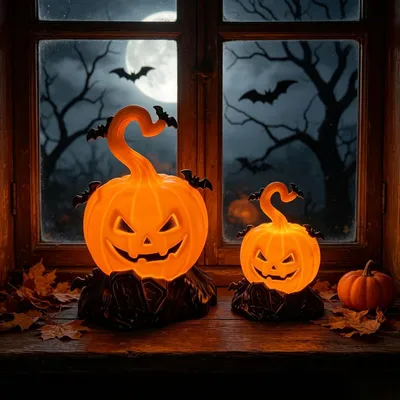 Image de Citrouille lumineuse, Halloween, deux tailles, lumière jaune chaude