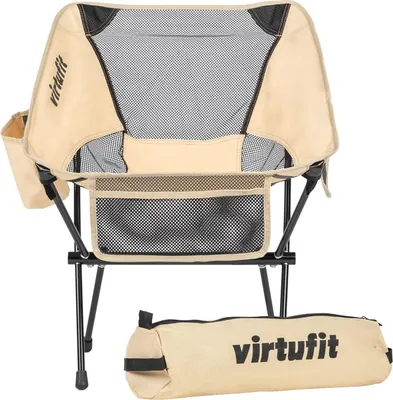 Produktbild von VirtuFit Campingstuhl Compact klappbar mit Becherhalter Beige
