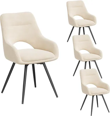 Produktbild von WOLTU Drehbare Esszimmerstühle, mit offener Rückenlehne, Armlehnstuhl gepolstert, Bezug aus Chenille : Beige 4 Farbe: Beige Stückzahl: 4