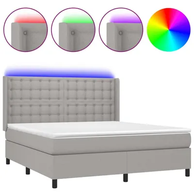 Produktbild von vidaXL Boxspringbett mit Matratze & LED Hellgrau 160x200 cm Stoff