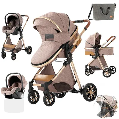 Produktbild von 3-in-1 Babywagen, Tragfähigkeit 20 kg, Einhand-Faltmechanismus ,V9-KHAKI