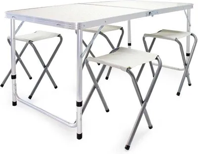 Produktbild von Famanu Campingtafel mit 4 Stühlen - 5-teiliges verstellbares Picknickset
