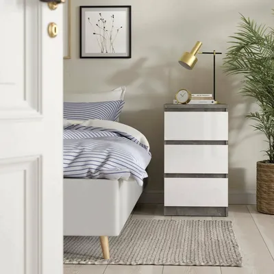 Image de Accudino - Commode, 40x50x70h cm Gris Ciment, 3 Tiroirs