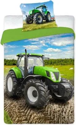 Produktbild von Baumwollbettwäsche 160x200+1p70x80 Grüner Traktor