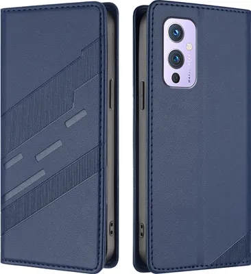 Image de Etui pour OnePlus 9, étui portefeuille en cuirPolyuréthaneavec fente pour cartes et fonction stand Blau