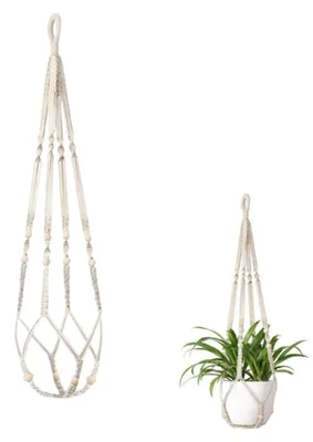 Produktbild von Pflanzenhänger Makramee Blumenampel - 90 cm - Baumwolle - Boho - Innen und Balkon