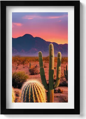 Produktbild von Sonnenuntergang in der Wüste– Wandbild mit Rahmen – Gerahmtes Bild  – Wanddekoration – 20x30 cm – Schwarz
