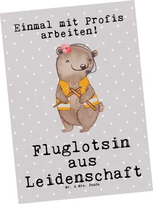 Produktbild von Mr. & Mrs. Panda Grußkarte Fluglotsin Leidenschaft - Grau Pastell - Geschenk, Postkarten, Ausbildung, Postkarte, Ansichtskarten, Flugsicherung, bildkarte, Ansichtskarte