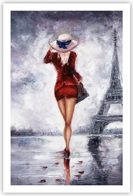 Produktbild von Poster - Poster ohne Rahmen - Frau Turm Eiffel - 61x91,5 cm - Wand Bild - Wanddeko - Wandbilder - Kunstposter - Wandposter - Bilder - Kunstdruck - Wanddekoration - Wandbild - P2XPA61x91-5161