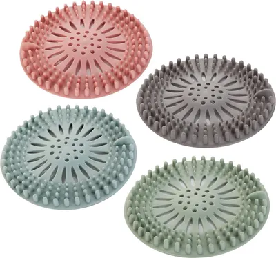 Produktbild von Duschablauffilter, Duschhaarfilter, Silikon-Spülbeckenfilter, Duschhaarfilter, Silikon-Abflussschutz, Duschablauffilter für Bad und Küche, 4 Stück