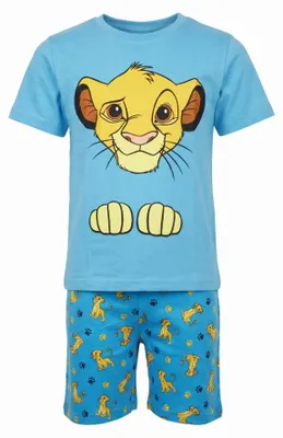 Produktbild von König der Löwen Simba Kinder kurzarm Schlafanzug Pyjama 100% Baumwolle - 116, Blau