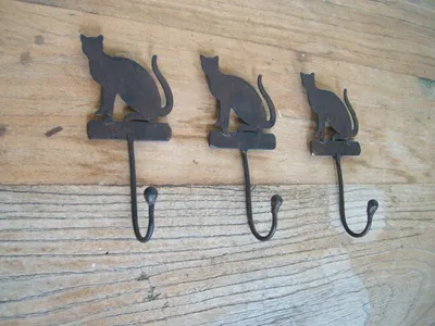 Produktbild von Haken-Set (3 Stück) Eisenhaken Katze, Wandhaken, Landhausstil