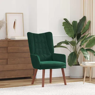 Produktbild von Dunkelgrüner Sessel 63 x 67 x 94 cm aus Samt für Wohnzimmer, Loungesessel, Schlafzimmer, Arbeitszimmer und Balkon