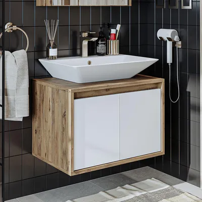 Immagine prodotto di Set di mobili da bagno Roomart ATLANTIC-65, 2 pezzi, larghezza 65 cm, rovere bianco