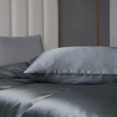 Obrázok produktu pre Poťahy na vankúše, 40x80 cm, tmavosivá farba, satén, polyester, 2 kusy, zapínanie na obálku
