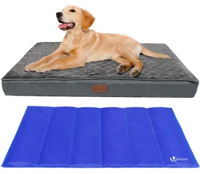 Produktbild von VOUNOT® Orthopädisches Hundebett mit Kühlmatte, Hundekissen Mittelgroße Hunde 91x70cm