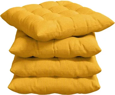 Obrázok produktu pre vidaXL Vankúš na sedenie 4 ks Svetložltý 40 x 40 x 6 cm manšestrový