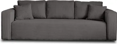 Image de Best Mobilier Topaze - canapé 3 places - convertible avec coffre - en velours côtelé , Gris