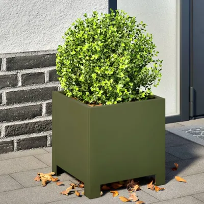 Produktbild von "Rabatt" Pflanzkübel 2 Stk. - Stabile Konstruktion - Olivgrün 30x30x30 Stahl - Beete CC23736
