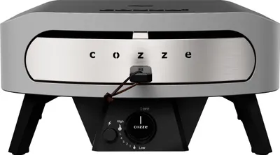 Produktbild von Cozze® Gas-Pizzaofen Classic 17, mit Thermometer, inkl. Pizzastein, Backtemperatur bis 450°C, tragbar, Grillfläche 43 x 43 cm, Gerätemaße 29.5 x 58.5 x 58.5 cm, Stahl / Cordierit, grau / schwarz"