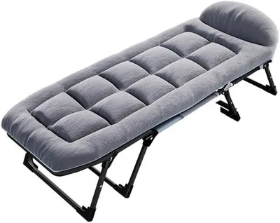 Productafbeelding van Opvouwbaar Veldbed - Klapbed Logeerbed - Tuin Zonnebaden - Verstelbare Rugleuning - 190 cm - Donkergrijs